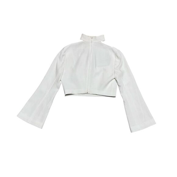 NWT Cinq a Sept Amara White Choker Mock Neck Crop Top BELL Sleeve SZ 2 - Picture 4 of 12